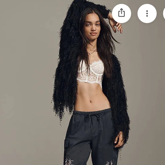 Anthropologie Black Fringe Cardigan - Picture 3 of 8